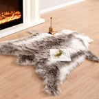 Carvapet 4x5 Faux Reindeer Hide Rug Grey Soft Faux Fur Carpet