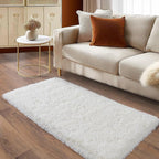 Ultra Soft Runner Rugs for Bedroom Hallways with Upgraded Non-Slip Rubber Backing & Thick Memory Sponge, 2x4 Feet Fluffy Shag Throw Area Rug for Bedside Dorm Cream