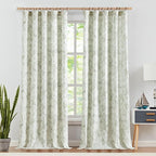 jinchan Floral Curtains 108 Inch Length Sage Green Flower Linen Farmhouse Curtain for Living Room French Country Vintage Curtain Rod Pocket Curtains Set 2 Panels Floral Printed