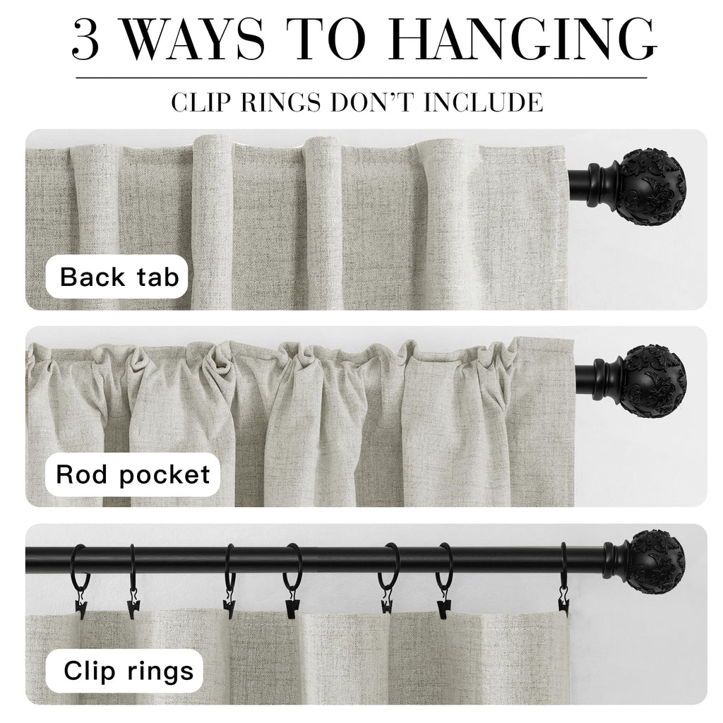 RYB HOME Cream 100% Blackout Curtains 63 inch Long, Light Blacking & Thermal Insulated Curtains for Nursery/Bedroom/Kids'Room, Back Tab & Rod Pocket Window Treatment, W52 x L63, 2 Panels