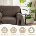 MYSKY HOME Oversized Armchair Couch Cover for 1 Cushion Couch, Washable Sofa Protector, Chair Couch Covers Sofa Covers Sofa Throws Sofa Slipcovers Futon Cover for Pet, Kid, 71"X91", Chocolate