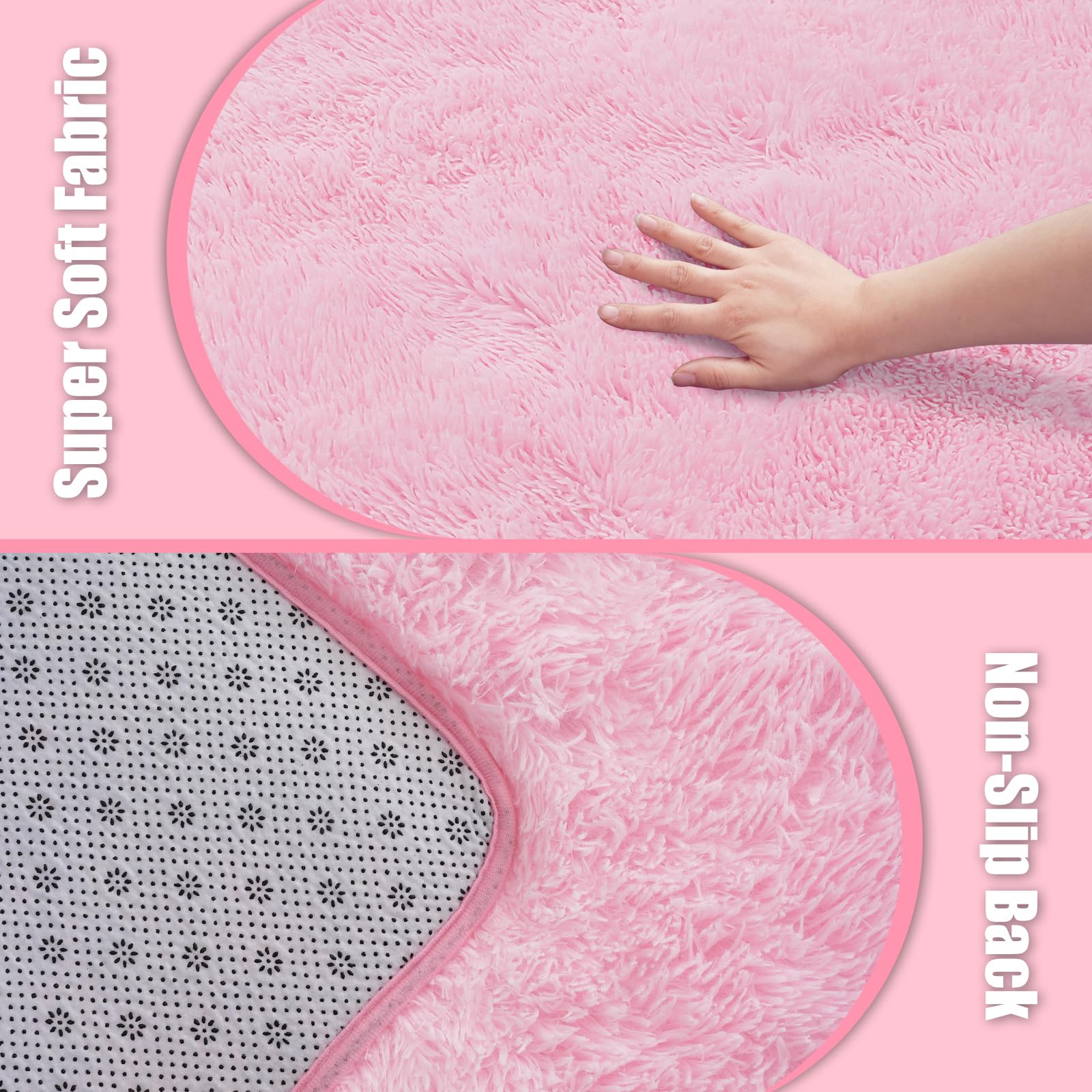 Ultra Soft Fluffy Area Rugs for Bedroom Living Room,10x14,Pink Rug