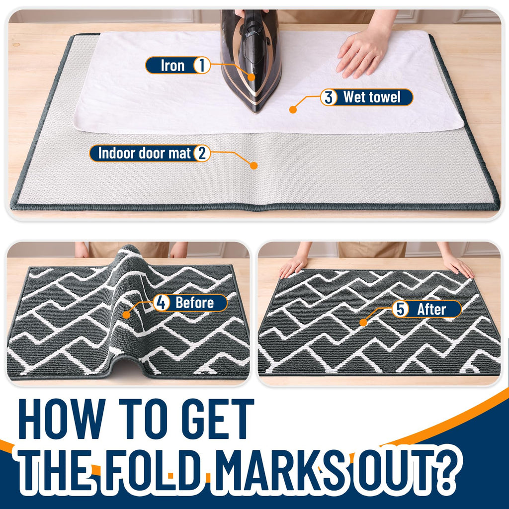 OLANLY Front Door Mat, Non-Slip Rubber Backing, Dirt Resistant and Absorbent, Washable, Easy to Clean Low-Profile Indoor Doormat for Back Door, Entryway, Inside Entrance, 40x32, Charcoal