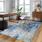 4x6 Area Rugs for Living Room Washable Bedroom Dining Room Blue Grey White