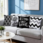 Hexagram Geometric Black Pillow Covers 18x18 Set of 4, Decorative Outdoor Boho Modern Throw Pillow Covers, Home Sweet Home Farmhouse Cushion Case for Couch Sofa Bedroom Indoor Decor(No Insert)