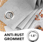 H.VERSAILTEX Linen Blackout Curtains Durable Thick Textured Linen Look 100% Blackout Patio Door Curtain Anti Rust Grommet Extra Wide Sliding Door Curtain Panel, Glacier Gray, W100 x L96 inch