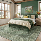 RELEANY Washable Area Rug, Large 9'x12', Green/Dark Green/Gray