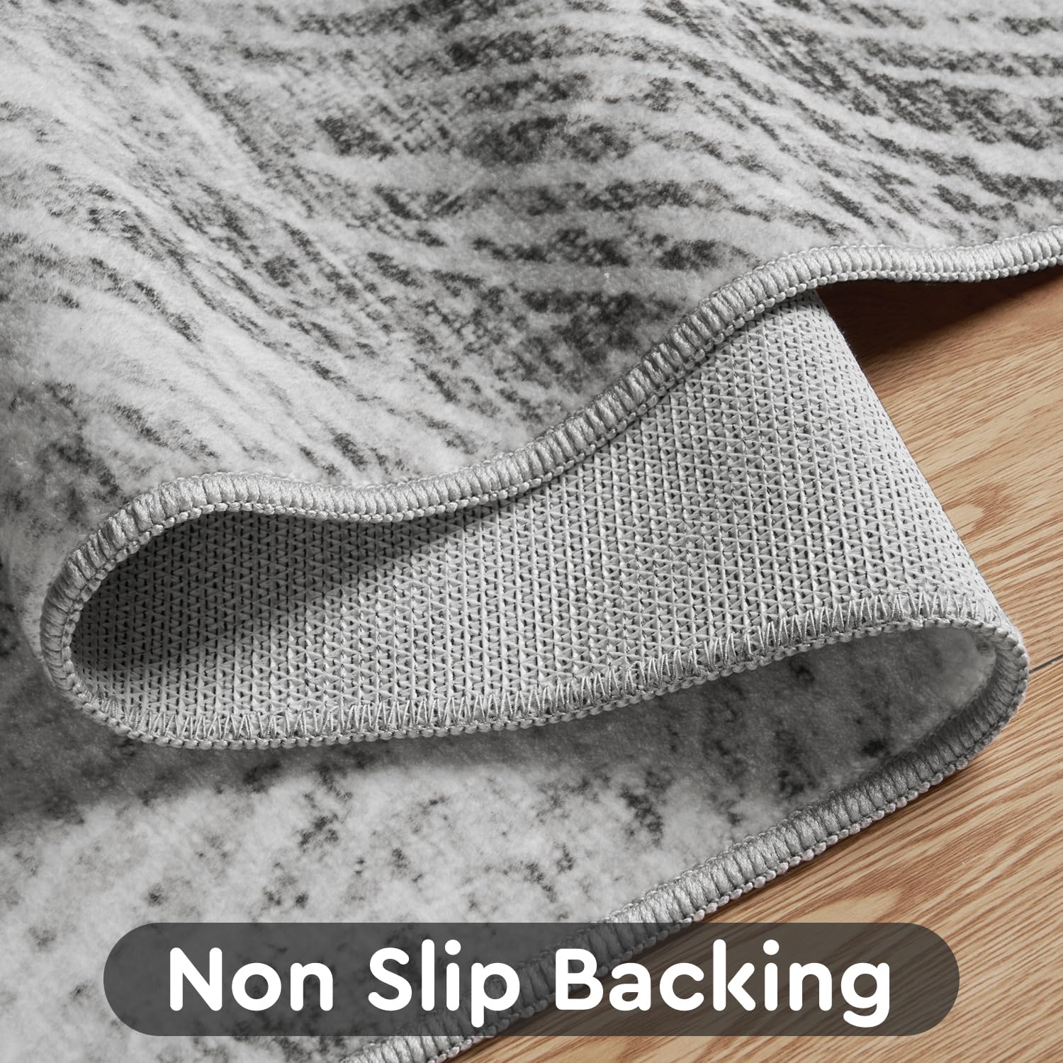 4x6 Rug Small Non Slip Area Rug Ultra Soft Machine Washable Low Pile Modern Abstract Dahlia Indoor Carpet Rugs for Bedroom Living Room Entryway Kitchen Bedside, Grey