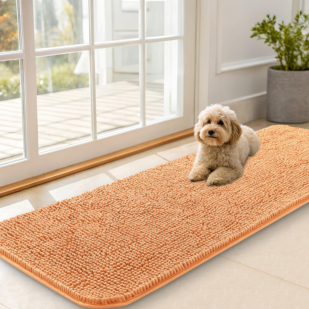 OLANLY Dog Door Mat for Muddy Paws 59x20, Super Absorbent Chenille Mud Mat