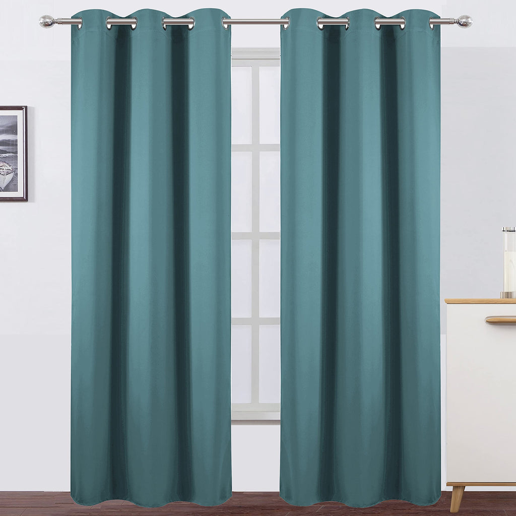 LEMOMO Sea Teal Thermal Blackout Curtains/42 x 95 Inch/Set of 2 Panels Room Darkening Curtains for Bedroom