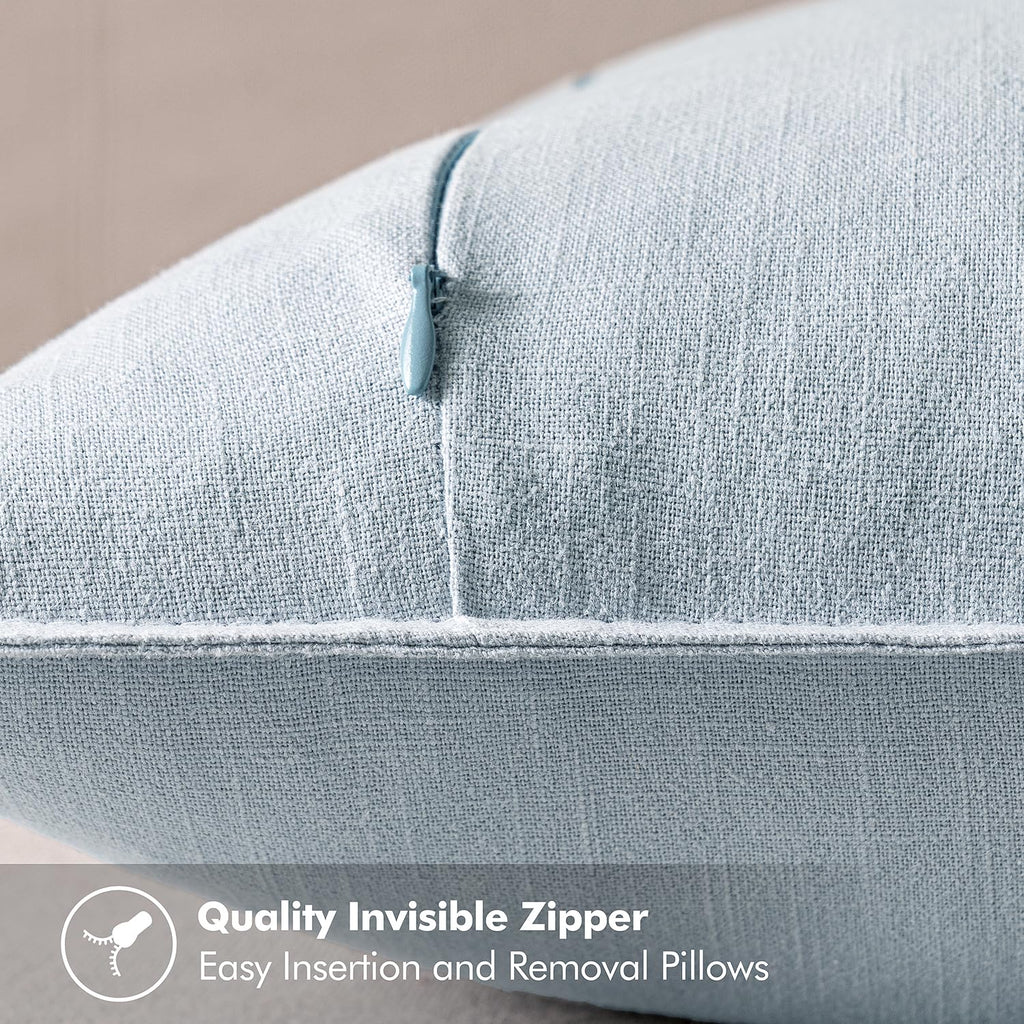 MIULEE Decorative Linen Pillow Covers 18x18 Inch Light Blue