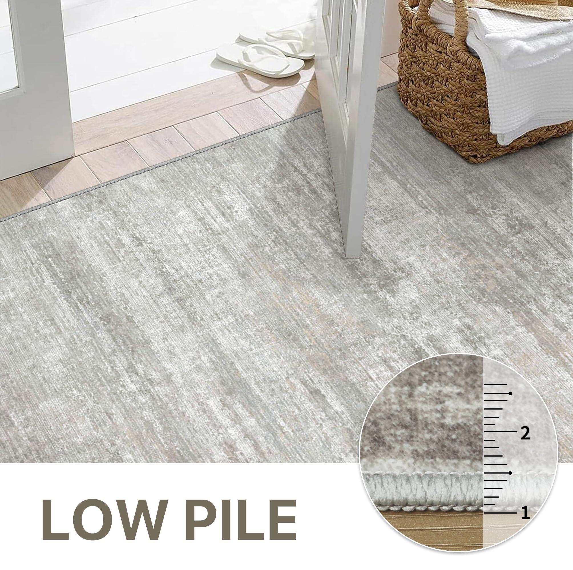 BEIMO 8x10 Area Rugs for Bedroom, Grey Beige Washable Abstract Rug