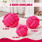Uvvyui Knot Pillow Ball, Soft Home Decorative Pillows, Round Throw Pillow, Handmade Knotted Plush Pillow, Round Boucle Pillow Cushion (11 Inches Hot Pink)