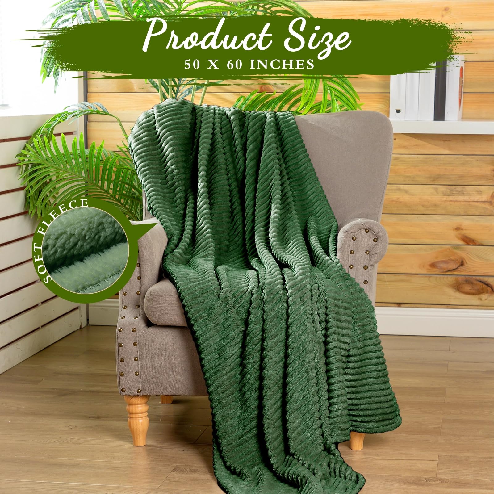Buryeah 6 Pcs Flannel Throw Blanket Bulk 50 x 60 in Sleepover Blanket Outdoor Wedding Throw Lightweight, Oeko-tex Standard 100 Certified for Sofa Homeless Gifts (Dark Green)