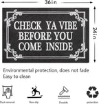 Indoor Door Mat Welcome Mats for Front Door Outdoor Entry Black Doormat, Check Ya Vibe Before You Come Inside This House Doormat, Non Slip Rubber Farmhouse Mats 36" x 24"