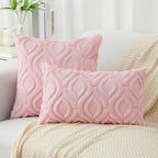 decorUhome Faux Fur Plush Light Pink Throw Pillow Covers 18x18 Set of 2