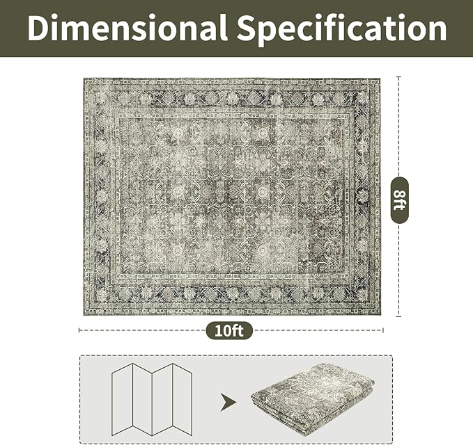 8x10 Retro Washable Area Rugs for Living Room,Bedroom,Dining Room,Nursery
