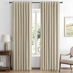 MIULEE 100% Blackout Linen Curtains for Bedroom, Cobblestone Solid Luxury Decor Thermal Insulation Room Darkening Drapes for Living Room Nursery Back Tab Rod Pocket 42 x 63 Inches, 2 Panels