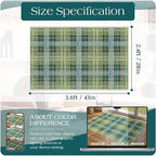 Buffalo Outdoor Rug - 28" x 43" Front Door Mat Indoor Outside Entrance Non-Slip Washable Outdoor Mat Green Teal Plaid Tartan Rug for Entryway Kitchen Bedroom Layered Doormat for Front Porch