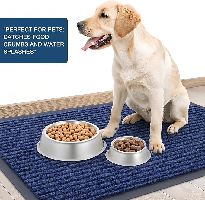 OLANLY Front Door Mat Indoor Outdoor Entrance, 2-Pack 35 x 23 Inch, Waterproof Heavy Duty Doormat, Fade Resistant, Low Profile, Easy Clean Patio Porch Welcome Floor Mats for Entry, Blue