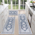 HEBE Boho Kitchen Rug Sets 3 Piece with Runner Non Slip Kitchen Rugs and Mats Washable Kitchen Mats for Floor Thick Kitchen Floor Mat Carpet Runner Rugs for Hallway Laundry Holiday Decor
