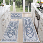 HEBE Boho Kitchen Rugs Set of 3, Non Slip Washable Kitchen Mats for Floor
