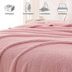 Whale Flotilla Twin Size Fuzzy Fleece Blanket for Bed, 60x80 Inch Fluffy Warm Soft Jacquard Blankets for All Season, Lightweight and Cozy, Pink