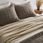 EVERGRACEHOME Chunky Chenille Knit Throw Blanket for Couch, Soft Luxurious Oversized Queen Moss Stitch Blanket for Bed, Cozy Farmhouse Knitted Throw for Sofa, Sand Dune, 90" x 90"