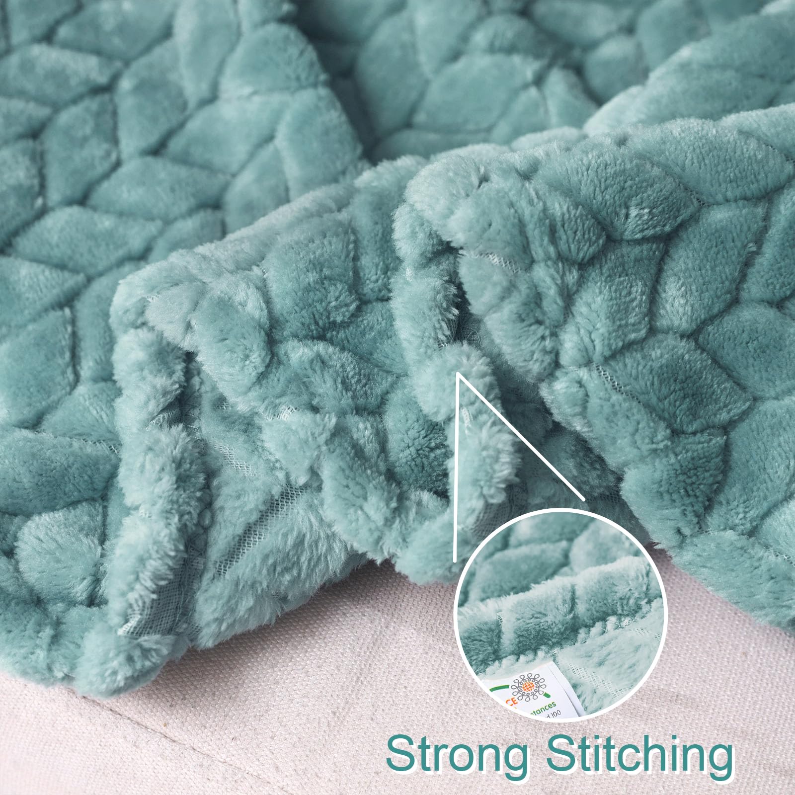 Exclusivo Mezcla Fleece Throw Blanket for Couch Sofa, 50”x70”, Celadon