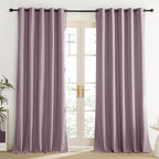 NICETOWN Chaise Mauve Vintage Linen 100% Blackout Curtains for Living Room, Thermal Insulated Curtains 95“ Long, Noise Reducing Window Treatment Drapes for Home Office, 62" Wide Per Panel, Set of 2