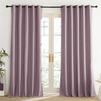 NICETOWN Chaise Mauve Vintage Linen 100% Blackout Curtains for Living Room, Thermal Insulated Curtains 84" Long, Noise Reducing Window Treatment Drapes for Dining Room, 62" Wide Per Panel, Set of 2