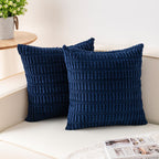 Aegero Pack of 2 Corduroy Decorative Throw Pillow Covers 24x24 Inch, Blue