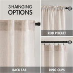 MIULEE Natural White Linen Curtains 52x102 Inch Length 2 Panels for Bedroom