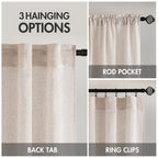 MIULEE Natural White Linen Curtains 37x84 Inch Length 2 Panels