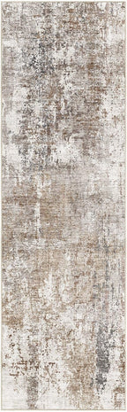 UERMEI 3X10 Washable Runner Rug for Hallway: Soft Neutral Modern Abstract Area Rug - Non-Slip Low Pile Long Throw Indoor Carpet for Kitchen Entryway Kitchen Bedroom Laundry Bathroom - Brown/Grey/Red