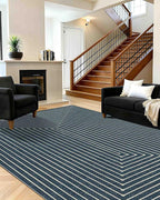 Latte&Fog 8x10 Area Rugs for Living Room, Large Modern Abstract Washable Rug, Boho Non Slip Low Pile Carpet for Indoor Bedroom Dining Room, Office, Dorm, Classroom, Farmhouse and Kids Room - Blue