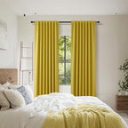 Guken 100% Blackout Curtains 108 Inch Length 2 Panels Set for Living Room Bedroom Back Tab Thermal Insulated Black Out Linen Drapes Room Darkening Celery Yellow,52x108
