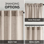 MIULEE Natural Linen Curtains 84 Inch Length 2 Panels for Bedroom Living Room, Soft Linen Textured Window Drapes Semi Sheer Light Filtering Back Tab Rod Pocket Farmhouse Modern Burlap Look Decor