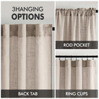 MIULEE Natural Linen Curtains 52x54 Inch Length for Bedroom Living Room