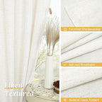 LAMIT Natural Linen Curtains 72 inch Length for Bedroom, Faux Linen Textured Light Filtering Drapes Rod Pocket Boho Window Treatment Panels for Farmhouse/Living Room, 2 Panels, 52 x 72 Inch