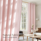 NICETOWN Linen Light Pink Sheer Curtains for Girls Room, Thick Flax Small Window Treatments Semi Sheer Privacy Assured with Light Through for Bedroom/Living Room, W55 x L84, 2 Panels