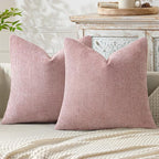 MIULEE Pack of 2 Couch Throw Pillow Covers 20x20 Inch Aesthetic Pink Modern Boho Accent Decorative Pillow Covers Soft Cute Chenille Farmhouse Cushion Covers for Home Decor Bed Sofa Living Room