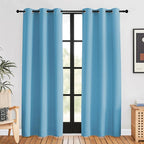 NICETOWN Blackout Window Curtains 80 inch Long, 2 Panels, 34 inch, Teal Blue, Grommet Top Room Darkening Thermal Insulated Solid Vertical Drapes for Bedroom/Kid Room