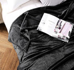 TASTHROW Large Flannel Fleece Throw Blanket, 90×108 Inch - Cozy Lightweight Thick Blanket - All Seasons Suitable for Women, Men and Kids (Black)