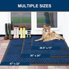Smiry Front Door Mat Outside Entrance, Heavy Duty Sturdy Natural Rubber Doormat, Trap Dirt and Moisture, Easy Clean Low Profile Mats for Indoor Outdoor Entry, Irregular Triangle (29.5x17, Medium Blue)