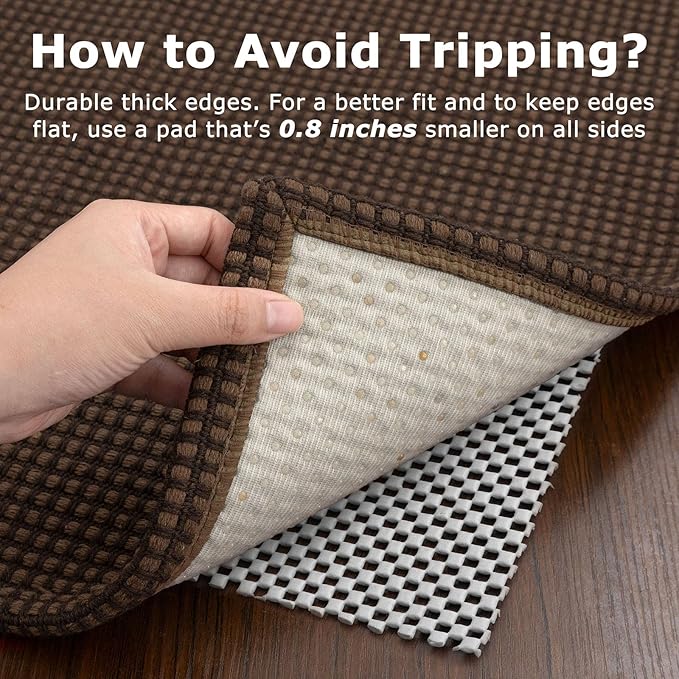 KOZYFLY Runners for Hallways 2x5 ft Washable Kitchen Runner Non Slip Rubber Backed Hall Runners Cotton Entryway Runner Rugs Floor Carpet for Indoor Backdoor Bedroom Kitchen, Brown/Dark Brown