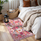 Babovid Pink Floral Hallway Runner Rug 2x4 for Bedroom Kitchen