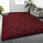 Deerhoo Large Shag Area Rugs 9 x 12, Plush Fuzzy Rugs for Living Room, Ultra Soft Fluffy Furry Rug for Bedroom, Indoor Carpet Nursery Rugs for Kids Room Home Decor, Burgundy