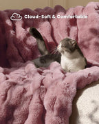 Ultra Soft Cozy Faux Fur Throw Blanket, Fuzzy Plush Thick Bubble Blanket, Oversize Luxury Fluffy Blanket for Couch, Sofa, Bedroom, and Living Room,50x60 Inches,Pink