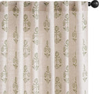 jinchan Linen Floral Curtains for Living Room 84 Inch Length Green Flower Cottage Core Farmhouse Curtains Rod Pocket Back Tab Boho Semi Sheer Window Drapes Bedroom Set 2 Panels Green on Beige